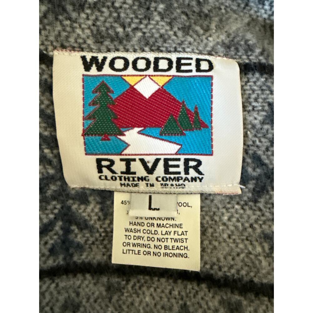 Vintage Wooded River Wool Blend Coat Size L Western Polar Bear Snowflake Winter - Picture 5 of 6
